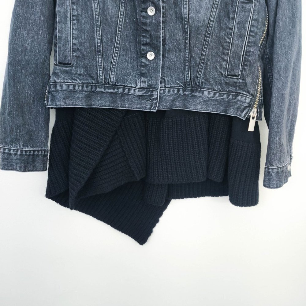 Sacai Hybrid Knitted Wool Cardigan Denim Jacket In Black 3 Large - Picture 7 of 12